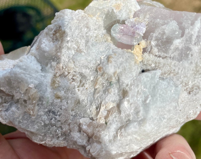 320g Aquamarine Morganite on Quartz and Albite