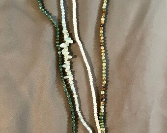 Gemstone beads (4) strands Moonstone-Aquamarine-Kyanite-Opal