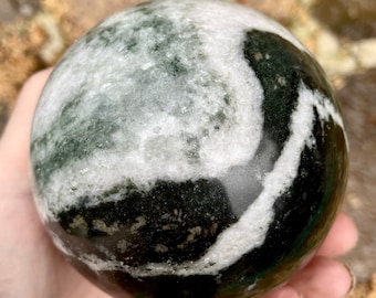 91mm Yin Yang Stone aka Tai Chi Jasper Sphere Orb Ball Mineral Display Specimen