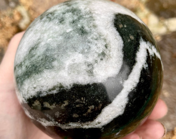 91mm Yin Yang Stone aka Tai Chi Jasper Sphere Orb Ball Mineral Display Specimen