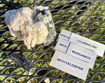 Green Tourmaline with Morganite in Feldspar 306 grams