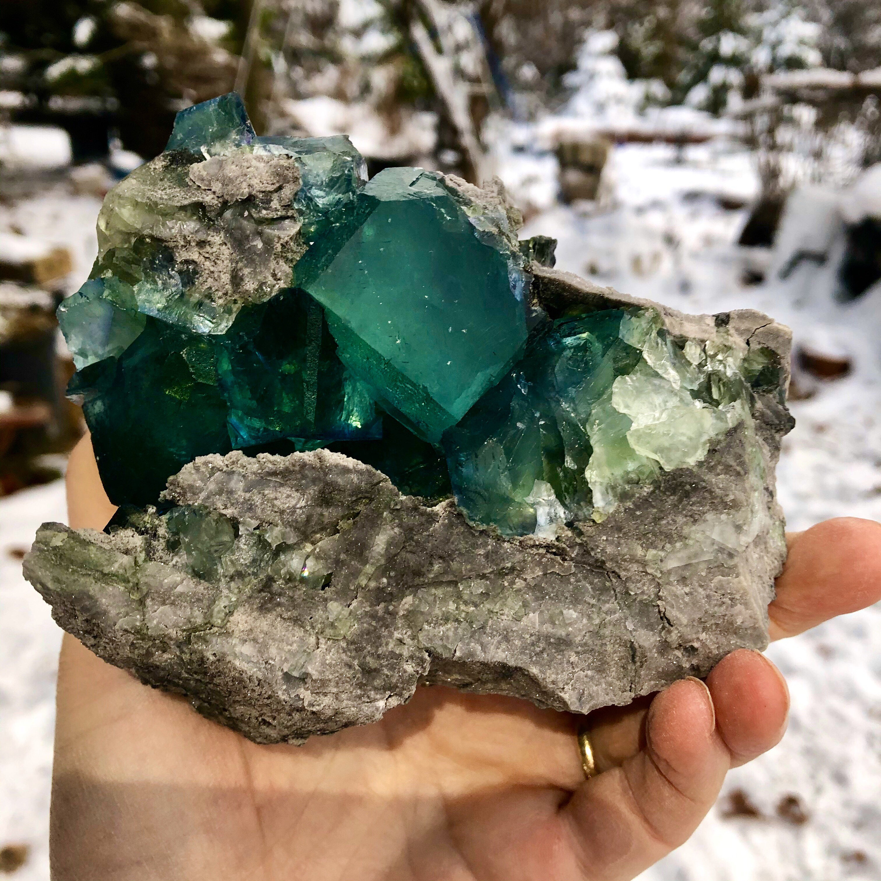 Aqua Blue Large Cube Fluorite Crystal Cluster Specimen