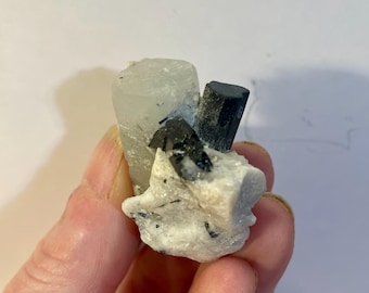 28.05g Aquamarine and Black Tourmaline Crystal Cluster