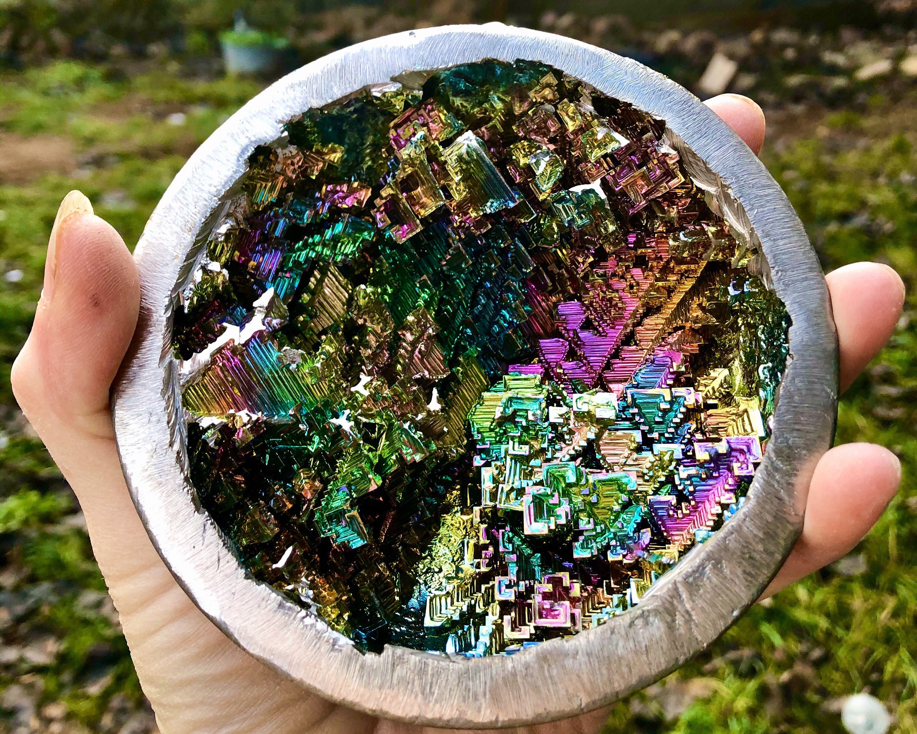 918g Large Bismuth Crystal Cluster Bowl Shaped Specimen