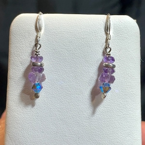 Amethyst Swarovski Crystals and Sterling Silver Earrings