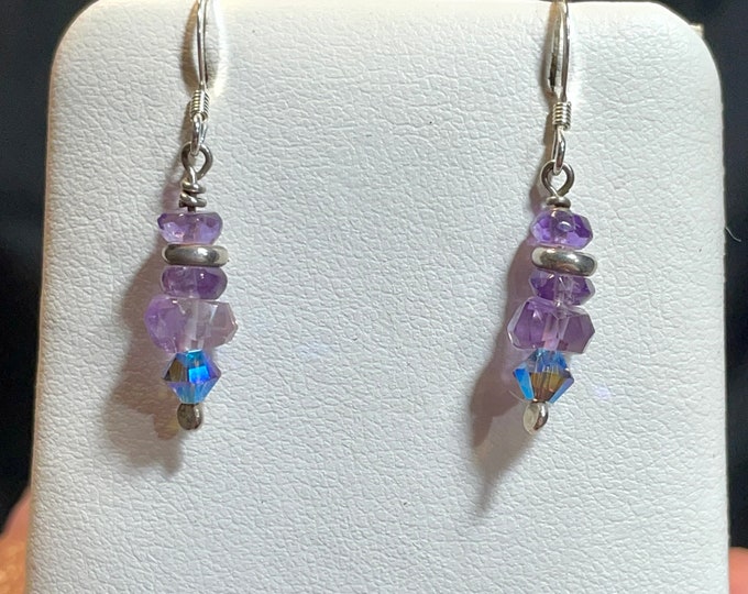 Amethyst Swarovski Crystals and Sterling Silver Earrings