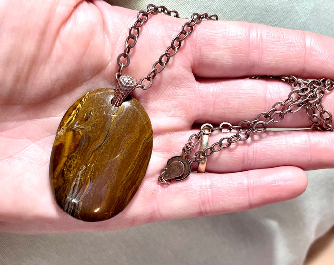 19.5 inch Tigers Eye and Copper Necklace