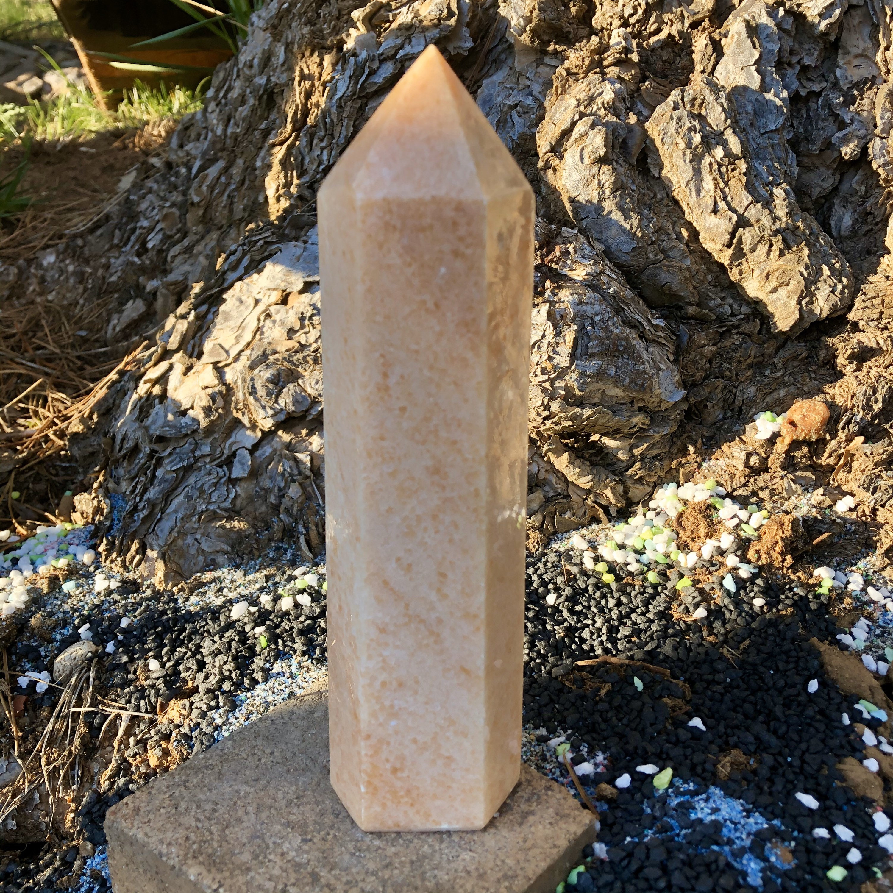 Quartz Column 862g Sunny Orange Sunstone Quartz Obelisk Pillar Tower Point Wand ...