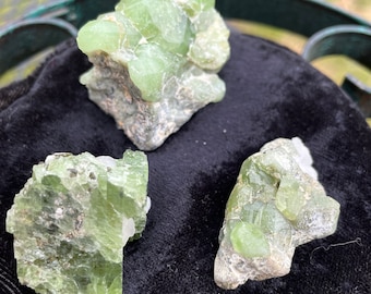 Peridot Crystal Cluster Specimens Set of 3