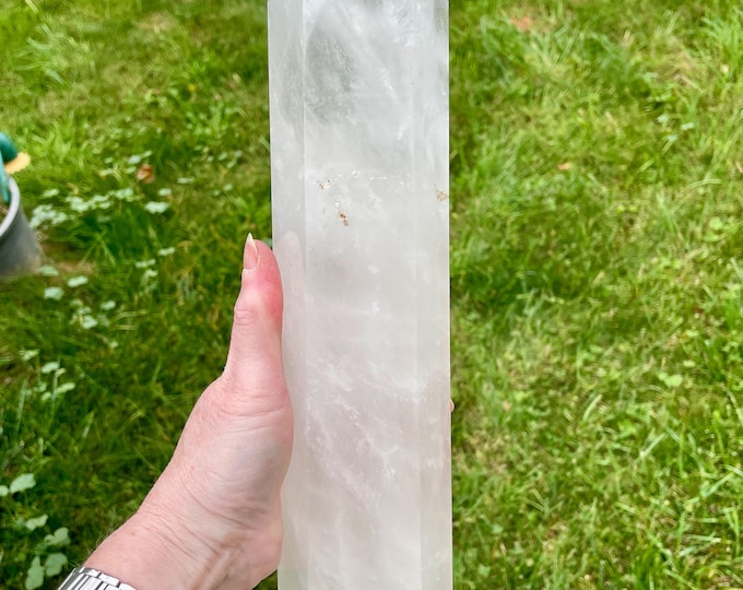 6.65 lbs Huge Clear Quartz Obelisk Pillar Tower Point Wand Column Generator
