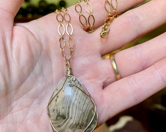 Petrified Wood and 24k Gold Filled Necklace