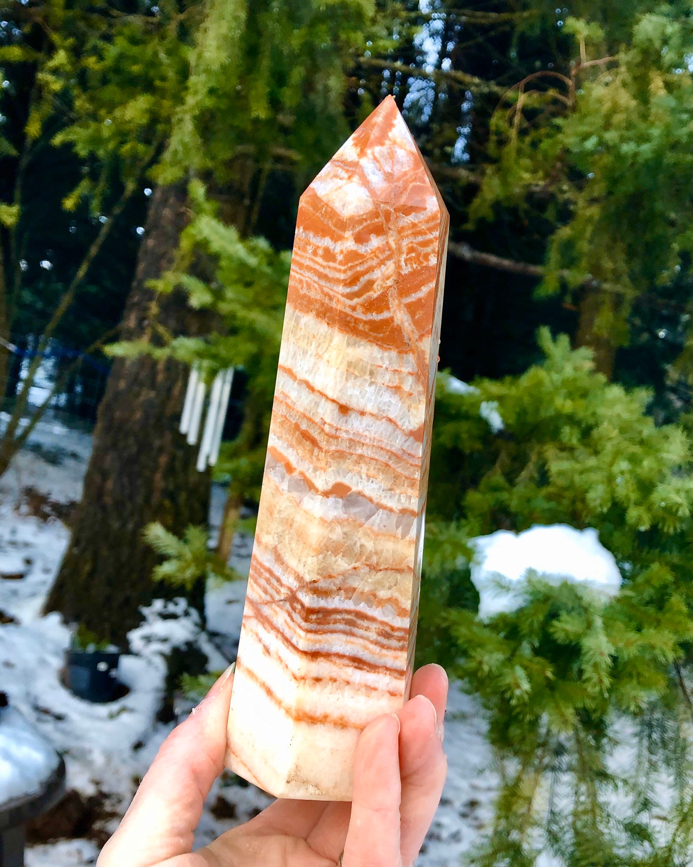 894g Pork Stone Crystal aka Dali Jasper Obelisk Pillar Tower Point Wand