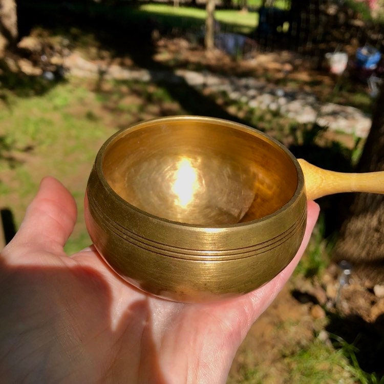Small Brass Tibetan Singing Bowl for healing energy work or home decor