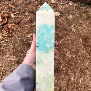 3.71 lb Chrysocolla or Phoenix Stone Obelisk Pillar Tower Point Wand Column Generator
