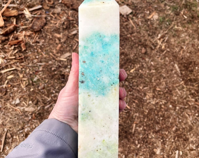 3.71 lb Chrysocolla or Phoenix Stone Obelisk Pillar Tower Point Wand Column Generator