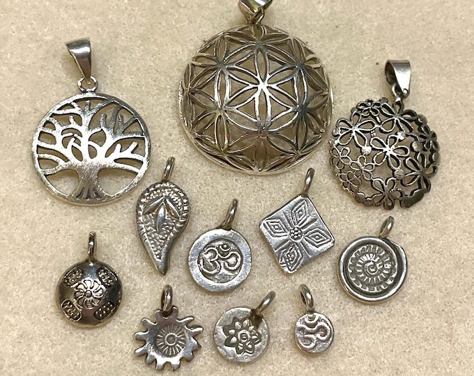 Sterling Silver Charms and Pendants 11 pcs