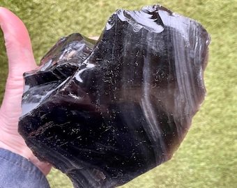 3.51 lb Banded Rainbow Obsidian Rough Mineral Display or Lapidary Specimen