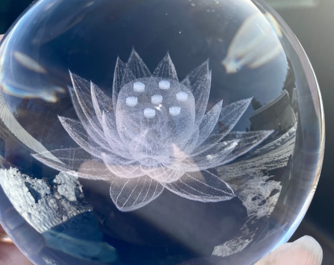 Glass Holographic Lotus Sphere Orb Ball 78mm