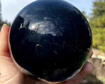 95mm Black Obsidian Sphere Orb Ball Mineral Display Specimen