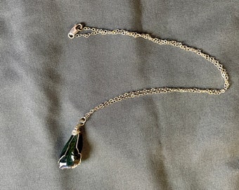 16 inch Black Opal and Sterling Silver Necklace