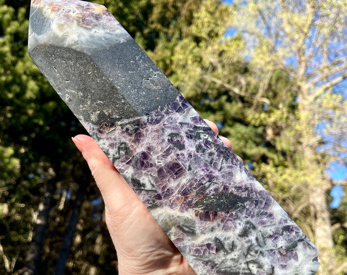 5.17 lbs Fluorite Obelisk Pillar Tower Point Wand Column Generator