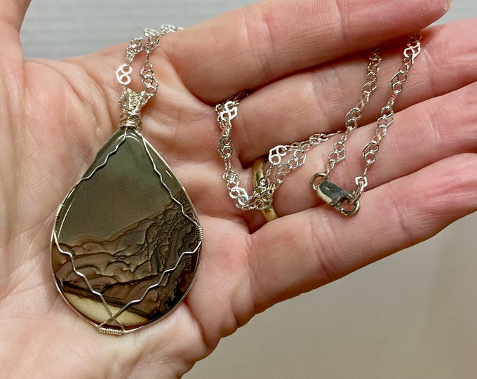Blue Biggs Jasper and Sterling Silver Necklace