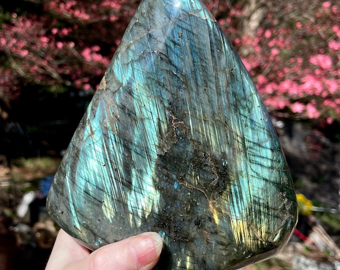 Striped Flash Labradorite Standing Freeform Mineral Display Specimen 4.73 lbs