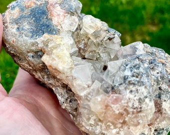 Lead Galena White Fluorite and Stilbite Mineral Display Specimen 3.41 lbs