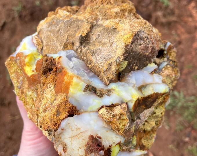 6.38 lb Yellow and White Opal in matrix mineral display specimen
