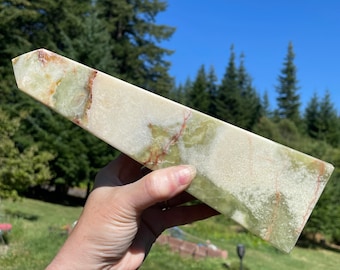 4.65 lbs Green Onyx Obelisk Pillar Tower Point Wand Column Generator