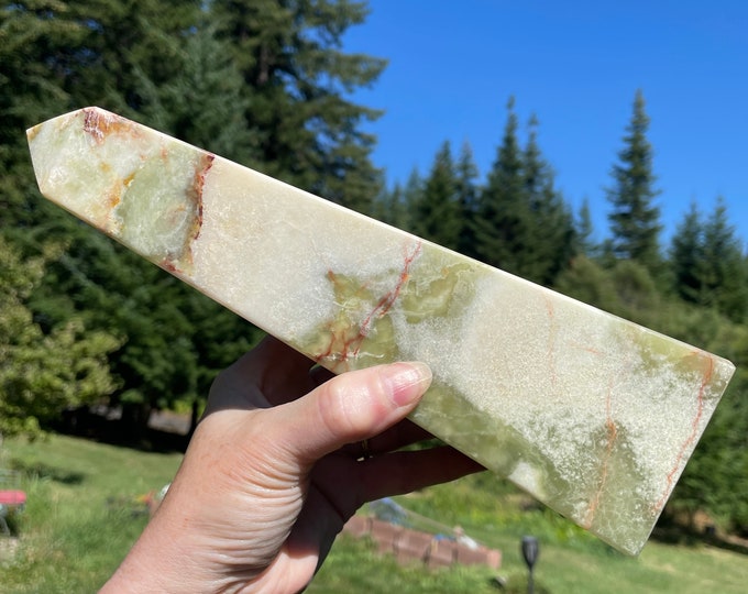 4.65 lbs Green Onyx Obelisk Pillar Tower Point Wand Column Generator