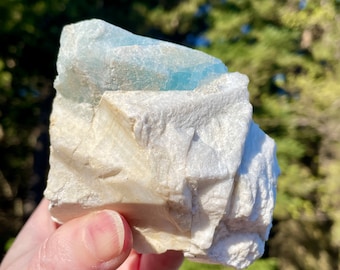 462g Aquamarine on Feldspar Crystal Cluster