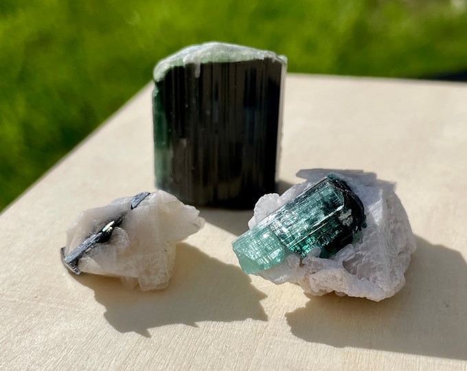 Terminated Blue Cap Tourmaline Crystals Set of 3
