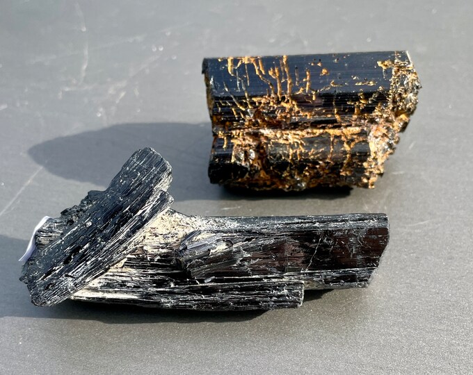 Black Tourmaline Specimens Set of 2