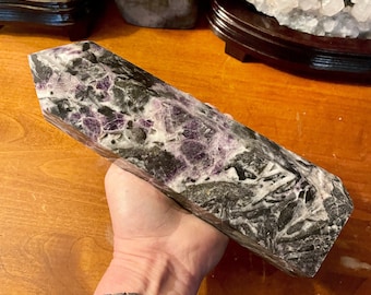 3.85 lbs Fluorite and Quartz Obelisk Pillar Tower Point Wand Column Generator