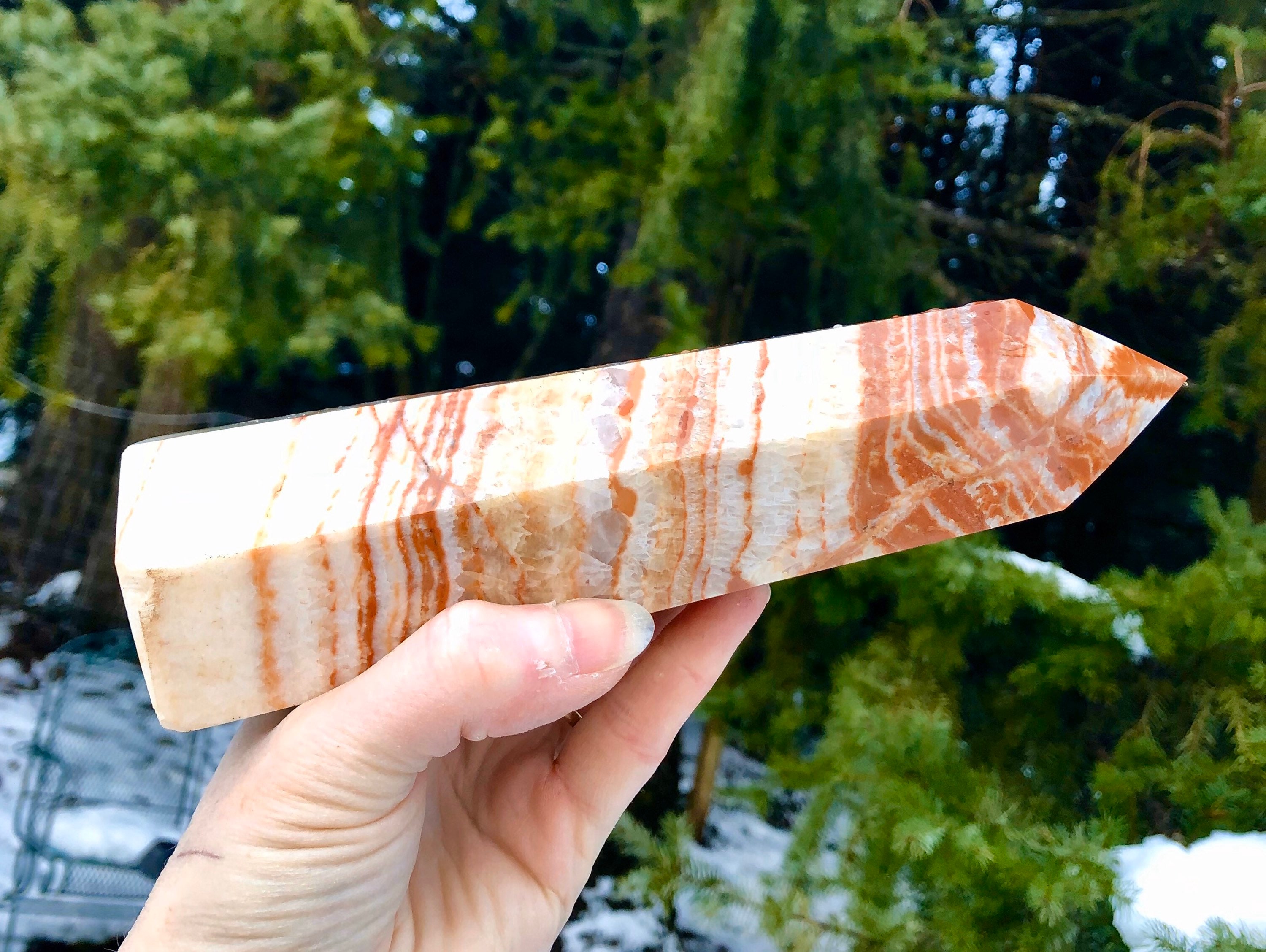 894g Pork Stone Crystal aka Dali Jasper Obelisk Pillar Tower Point Wand