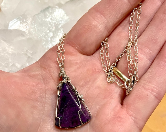 Sugilite and Sterling Silver Chain Necklace