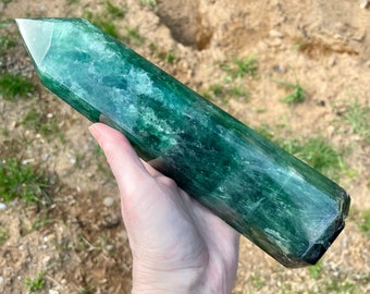 3.95 lb Rainbow Fluorite Obelisk Pillar Tower Point Wand Column Generator
