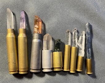 9 Crystal Bullets with Quartz Amethyst Epidote and Blue Kyanite