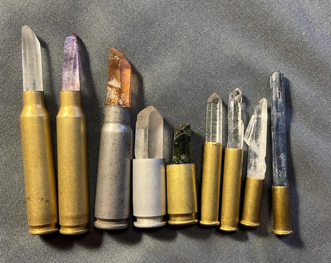 9 Crystal Bullets with Quartz Amethyst Epidote and Blue Kyanite