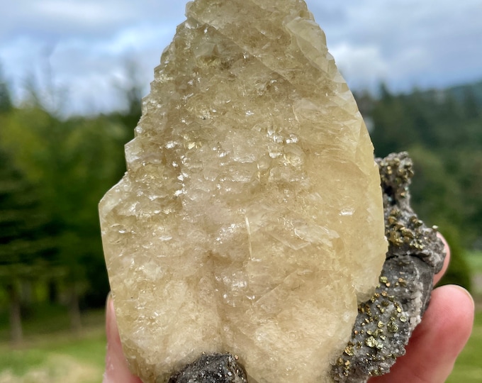Yellow Calcite with Chalcopyrite 1.24 lb