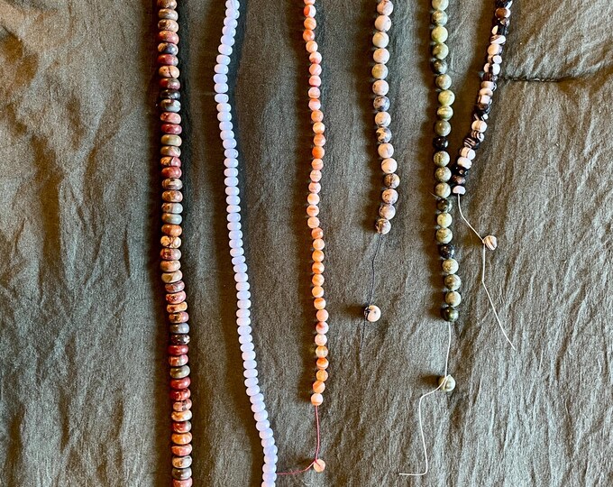 6 strands of gemstone beads Jaspers and Agates