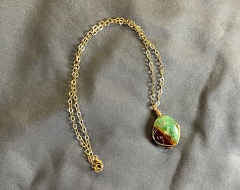 18 inch Chrysoprase and 24k Gold Filled Necklace