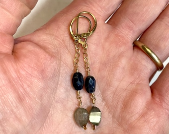 Labradorite Kyanite and 24k GF Earrings