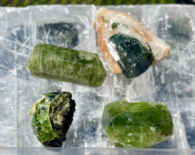 124g Diopside and Demantoid Garnet Crystal Specimens