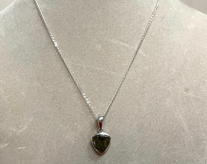 Moldavite and Sterling Silver Necklace