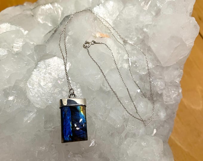 Blue Labradorite and Sterling Silver Necklace