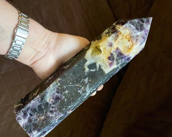 3.8 lb Fluorite and Quartz Obelisk Pillar Tower Point Wand Column Generator