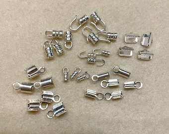 Sterling Silver Cord Ends Ribbon Ends 30 pieces