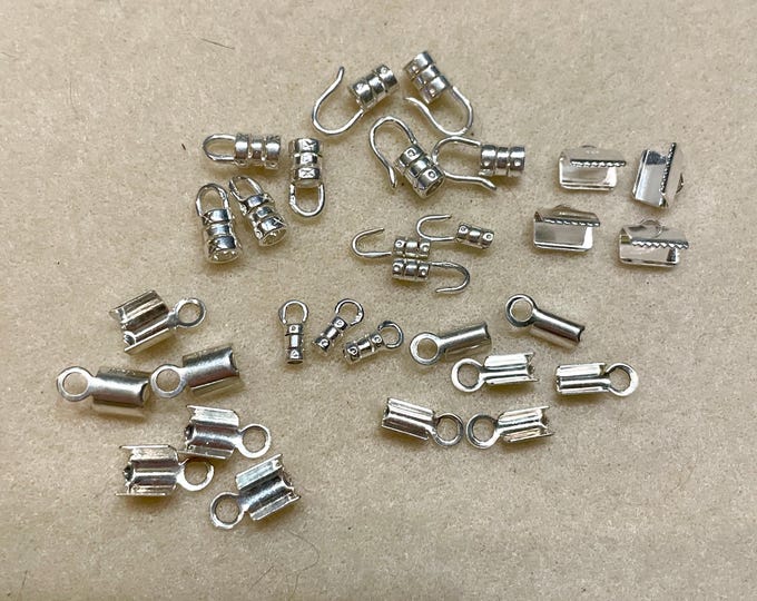 Sterling Silver Cord Ends Ribbon Ends 30 pieces